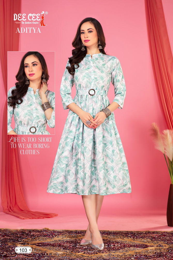 Aditya By Deecee Long Ghera Digital Printed Party Wear Kurtis Exporters In India